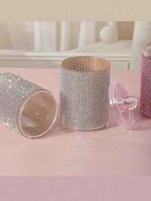 Boîte à bijoux en diamant étincelant, boîte de rangement cosmétique, boîte de rangement divers, boîte de rangement pour petits articles étincelants, porte-cure-dents, porte-coton-tige, bâtonnets de nettoyage, décoration de chambre, compact exquis, décoration de bureau, cadeau pour la fête des mères, cadeau pour la Saint-Valentin, petit cadeau entre sœurs - Multicolore - Voir 4