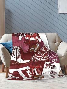 Texas A&M Merch Aggies Throw Blanket Warm Blankets Breathable Air Conditioner Blanket For Car Classic Outdoor Blankets For Picnic For All Season - màu đen - Xem 5