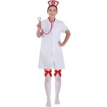Bộ trang phục y tá nữ - Băng đô ống nghe màu đỏ, kính và tất cao đến đùi - Thích hợp cho Halloween, cosplay và nhập vai y tá. - Nhiều màu - Xem 3