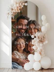 Decoración de arco personalizable con texto y patrón - Adecuado para bodas, fiestas de cumpleaños, etc. - Tela de poliéster duradera y elástica - Marco de arco multizona para uso en interiores y exteriores - Instalación fácil, sin necesidad de energía - Multicolor - Ver 2
