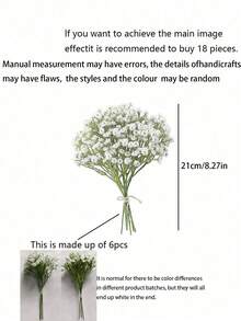 12/6 Stems Artificial White Baby's Breath Flowers, Wedding Decor, Bulk Flower Bouquet, Lifelike Texture, Home Office Decoration, Floral Arrangement, Artificial Center Piece, Outdoor Garden Yard Decor, Wedding Birthday Bride Party Decoration (23cm) - White - View 4