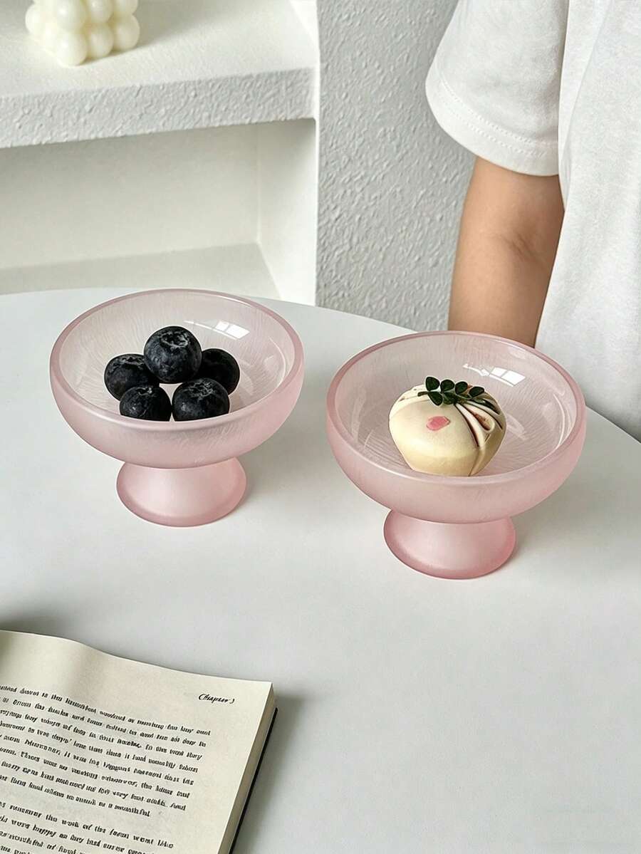 1件装高级水果盘,独特创意粉色冰川玻璃底座盘,ins风糖果零食盘,精致下午茶甜点盘,适用于咖啡馆、甜品店、下午茶、西餐厅、婚礼、聚会、派对等场合。 - 粉色 - 查看 1