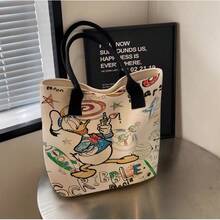 1 chiếc túi đeo vai kiểu chuột Mickey của Disney, túi vải canvas hoạt hình, túi đựng đồ đi học và đi làm. - Hình chữ nhật - Xem 7