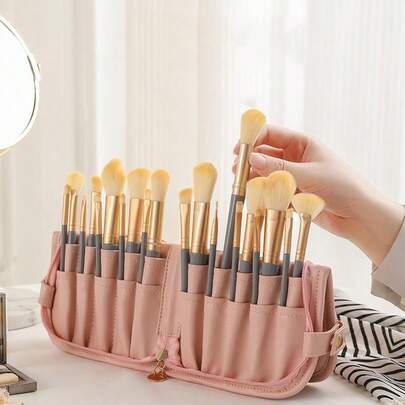Large Capacity Cosmetic Bag, Portable Makeup Brush Organizer Pouch, Suitable For Makeup Artists And Beauty Tools