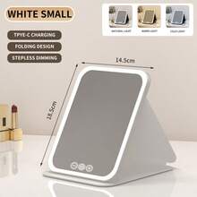 LED Makeup Mirror, Foldable Tabletop Makeup Mirror With Lights, 3 Lighting Modes Vanity Mirror, Tabletop Mirror, USB Rechargeable Makeup Mirror, Travel Makeup Mirror, PU Leather - Multicolor - View 19