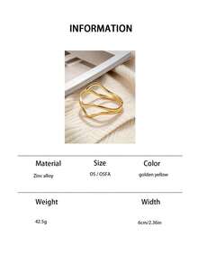 1 pieza Brazalete metálico geométrico minimalista de moda, joya versátil como regalo para uso diario y festivo - Amarillo Oro - Ver 6