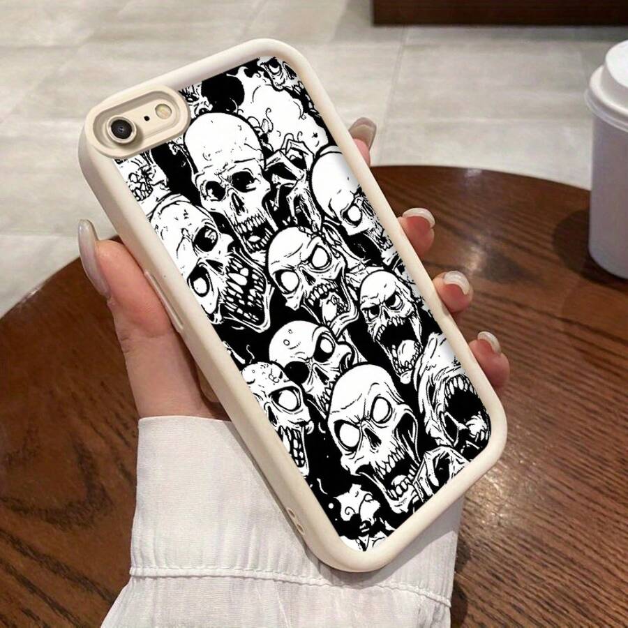 [24h Shipping From Mexico] For IPhone 6 Plus Mobile Phone Case Sky Eye Ladder Full Screen Skull Head Versatile Simple Graffiti Youthful Korean Casual Niche Collision-Free Unique Fashion High Quality Interesting Elegant Creative Anime Japanese Air Cushion Protection For Girls Cute Durable Soft Cartoon Funny Dustproof High Quality Cool Personality Cute Popular Vitality Playful Shock Absorption Textured Style Ins Cute Modern Exquisite New Design Gift Dirt Resistant Lightweight And Non-Slip - 黑色 - 查看 1