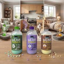 Perlas Aromáticas para Arena de Gato Biodegradables, Control de Olores, Fragancia Premium Sándalo Ámbar, Lavanda Vainilla o Verbena Manzanilla. (2 piezas Lavanda Vainilla) - 3 PIEZAS SURTIDAS - Ver 6