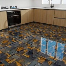 5/10 Pieces Of Glossy Marble-Textured Wall Stickers - Sticky Waterproof Removable Vinyl Stickers, Easy To Peel Off. Luxurious Marble Design, Easy To Install And Clean, Perfect For Bathroom, Kitchen And Living Room Renovations - With Scraper Tools - 5Pcs - 查看 4