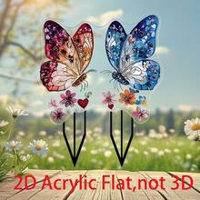 Cọc trang trí 2D bằng acrylic, thiết kế bướm và hoa phong cách Bohemian, vật trang trí đa năng phù hợp cho sân, vườn, bãi cỏ, luống hoa. - A - Xem 4