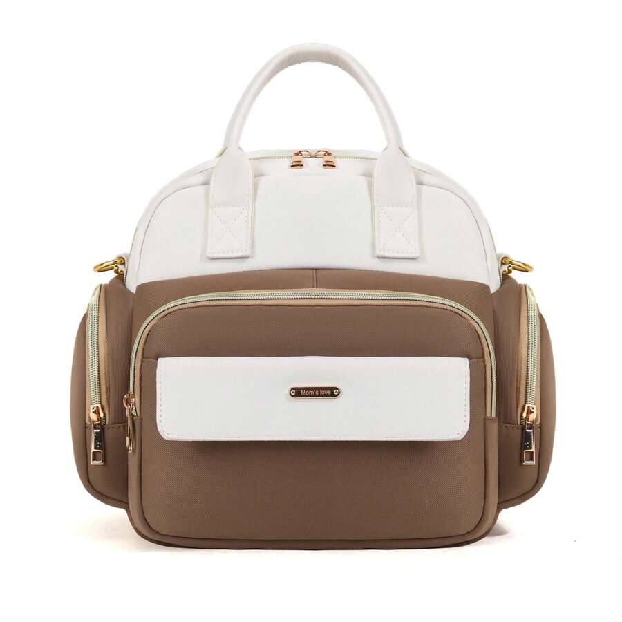 1pc Versatile Mommy Bag With Multiple Compartments, Independent Bottle Holder And Tissue Pocket - Multicolor - View 1
