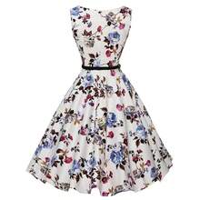 Vestidos de verano vestido ropa bata floral retro swing casual vintage vestidos rockabilly - BLANCO - Ver 4