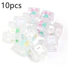 10 hạt hình khối hoạt hình, hạt vuông acrylic lỗ lớn 13mm, dùng làm vòng tay, vòng cổ, móc khóa, dây điện thoại, đồ trang sức DIY. - Hạt vuông hoạt hình - Xem 12