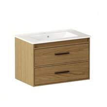75cm Bathroom Cabinet In Light Oak With Ample Storage Space – 2 Drawers - Unta - View 10