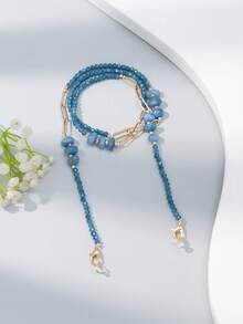 1pc Crystal Stone & Metal Eyeglasses Chain, Random Color - Navy Blue - View 7