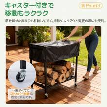 【L227xW92xH160cm】薪小屋＆収納庫 屋外 屋根付き 薪ラック 耐荷重300KG 物置 薪棚 薪ストッカー 薪置き棚 薪ストーブグッズ 薪 ラック 大型 軽量 チール製 収納 整理 保管 乾燥 薪保管 薪収納 アウトドア 暖炉 焚火 組み立て式 室外 冬 家庭用【ブラック】 - ブラック+スチール2 - チェックする 8