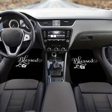 Car Floor Mats 4pcs, Material, Elegant "Blessed" Floral Design,  Fit For Cars, Easy To Clean & Durable, Ideal For Auto Interior Decoration - Style 1 - View 3