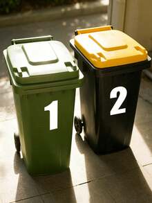 2pcs White Number Stickers For Outdoor Trash Cans, Self-Adhesive Number Stickers, Durable PVC Self-Adhesive, Large Commercial Grade, High Visibility Reflective Trash Can Labels, Suitable For Wheeled Trash Cans, Large Trash Cans, Car Trash Cans, Garage Organization - A - View 2