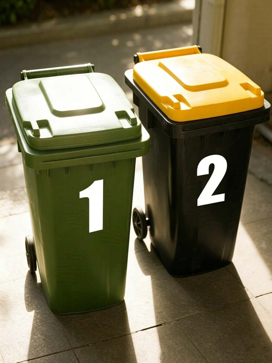 2pcs White Number Stickers For Outdoor Trash Cans, Self-Adhesive Number Stickers, Durable PVC Self-Adhesive, Large Commercial Grade, High Visibility Reflective Trash Can Labels, Suitable For Wheeled Trash Cans, Large Trash Cans, Car Trash Cans, Garage Organization