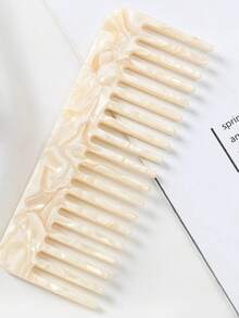 1 chiếc lược chải tóc răng thưa cầm tay bằng nhựa acetate màu trắng ngà - Màu be - Xem 1