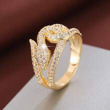 1pc Snake Design Cubic Zirconia Inlaid Ring For Women - Multicolor - View 16