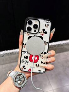 Miniso Disney Mickey Mouse Pattern Shockproof Phone Case Compatible With IPhone 17 Pro Max, 17, 16 Pro Max, 15 Pro Max, 16 Pro Max, 14, 13, 12, 11, 13 Pro Max, 14 Plus, 15 Pro, 12 Pro, 16 Plus, Supports Wireless Charging - Black - View 4