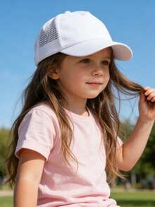 1pc Toddler Baseball Cap, Sun Protection Baby Boy Baseball Cap, Adjustable Size Mesh Baseball Cap, Children Outdoor Beach Sun Protection Hat - White - View 4