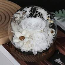 Transparent Glass Dome With Wooden Base, Decorative Display Case, Round Clear Glass Dome For Floral Preservation, DIY Glass Dome, Suitable For Home And Office Decor, Ideal For Halloween And Christmas Decoration - Multicolor - View 11