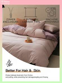 2/3pcs Light Pink & Light Purple Bedding Set, Includes 1 Duvet Cover & 2 Pillowcases, Soft & Comfortable Home Textile, Available In Multiple Colors, Suitable For Dorm Rooms, Minimalist & Fashionable Bedroom Decor, Machine Washable Without Filler - Baby Pink - View 2