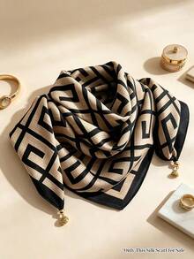 Elegant Daily Office Lady's 100% Silk Scarf, Lightweight Soft And Fashionable, Designed Specifically For Women - Black - View 6