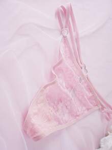 4 pezzi Mutandine da donna sexy di colore unito con stampa floreale, dolci, mature, affascinanti, con inserti in rete trasparente, perizoma a T, eleganti mutandine triangolari in tessuto a maglia, adatte per primavera, estate, autunno, inverno - Multicolore - Visualizzare 7