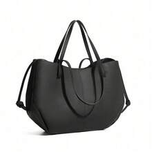 Large-Capacity Women's Cowhide Handbag, Pleated Crossbody Bag, Lightweight Skirt, Luxury Brand Design, Comfortable Bag, Women's Handbag Four Seasons Fashion Shoulder Bag - màu đen - Xem 1
