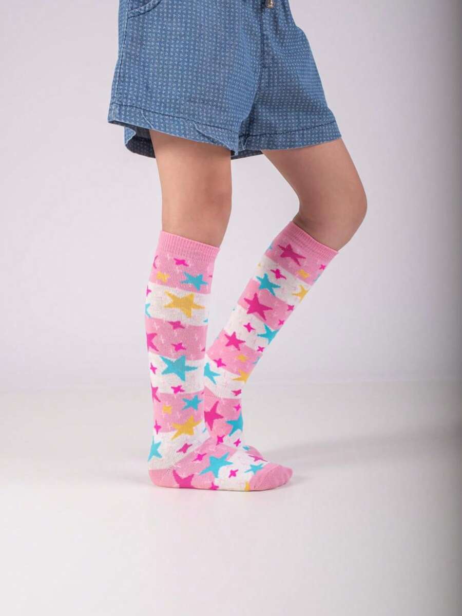 Meia 3/4 Infantil Feminina Galochita Meia Colorida Algodão