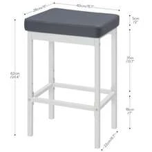 HOOBRO Bancos para Barra de Cocina WG21BY01 - Blanco y Gris - Ver 4