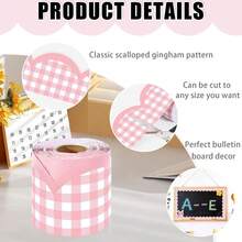 1pc Pink Grid Bulletin Board Border -5/10/20meter Self-Adhesive Decorative Trim For Classroom Blackboards, School, Home & Office Wall Decor - Multicolor - View 2