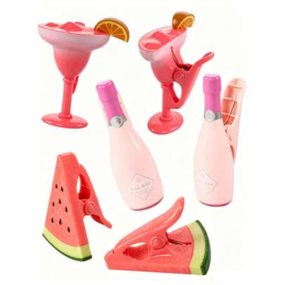 1pc Watermelon Pattern Beach Towel Clips, Suitable For Beach Chairs, Patio And Pool Accessories, Cartoon Sunglasses, Cocktail Glasses, Towel Clips, Fun Decorative Clothespins, Suitable For Household Use