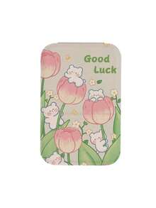 1pc Tulip Folding Makeup Mirror, Portable Handheld Vanity Mirror, Minimalist Dorm Tabletop Foldable Cosmetic Mirror - Multicolor - View 6