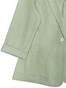 Blazer ligero de verano con cuello de contraste, uso casual/laboral, de 3/4 de manga para mujer - verde menta - Ver 6