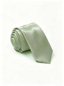 1pc Men's Fashionable Solid Mint Green Suit Fabric Versatile Tie - Mint Green - View 5