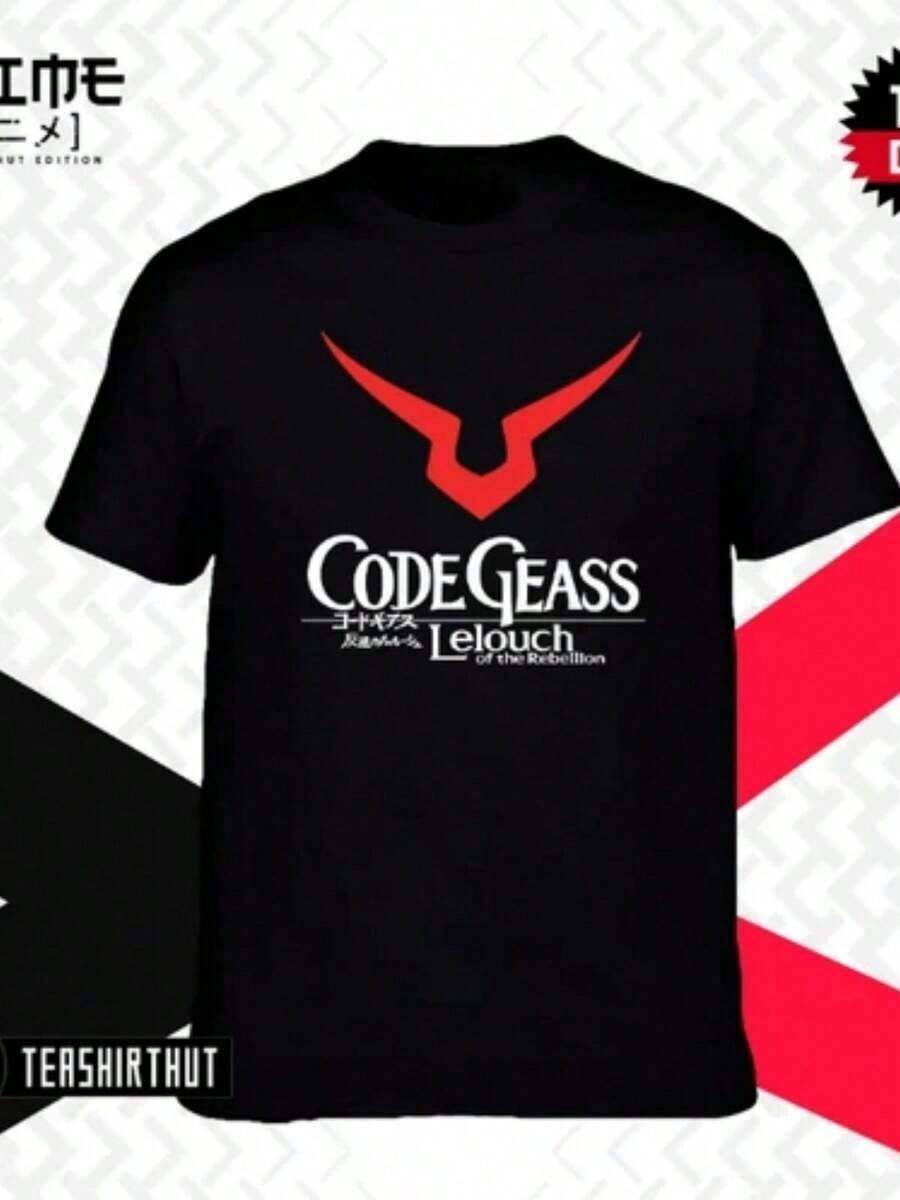 Anime Code Geass Lelouch Text Graphic  T-Shirt Size S-5XL - Black - View 1