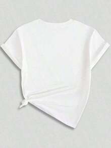 Soft 100% Cotton T-Shirt, Plus Size Casual T-Shirt, Summer Tops 2026, Women's Casual T-Shirt With Letter And Snake Print, Round Neck, Loose And Comfortable, Summer Sets For Women, Soft And Comfortable To Wear, Breathable Cotton T-Shirt, Matches Everything, Cool. - 白色 - 查看 2