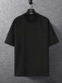 ¡Novedad! Blusa de manga corta para mujer, diseño liso, ideal para estar en casa o para uso casual. Oferta por tiempo limitado. Preciosa blusa, cómoda y de largo regular. Lavable a máquina. - Negro - Ver 3