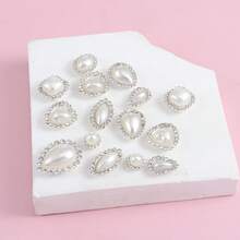 50pcs Bright Acrylic Faux Pearl & Rhinestone Mixed Shapes, Suitable For DIY Jewelry, Wedding Decor, Home Decoration, Party Accessories, Versatile Decorative Beads - Multicolor - View 6