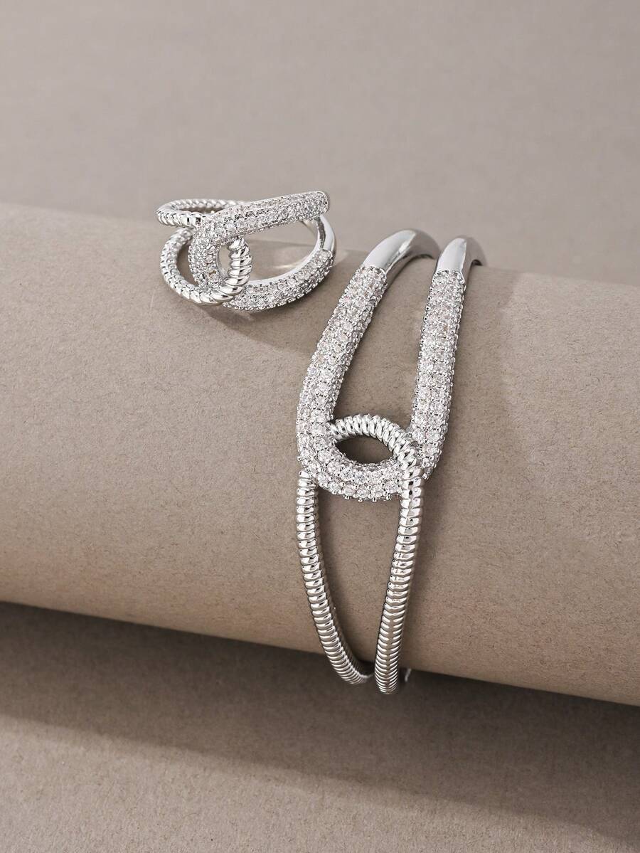 Vòng tay bạc, phối đồng với đá Zirconia, đa năng, phù hợp cho đeo hàng ngày, các buổi gặp gỡ, hẹn hò, tôn lên vẻ thanh lịch. - Bạc - Xem 1