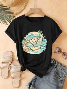 Dam-T-shirts - Svart - Visa 2