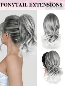 Ponytail Extension,European And American Style Ponytail Wig, 14" Short Claw Hair Extension Synthetic Wavy Clip In Ponytail Wig Daily Fluffy Pony Tail For Women - Multicolor - View 12
