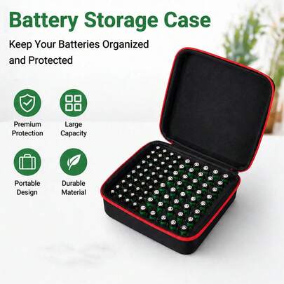 Hộp đựng pin, hộp sắp xếp pin dung lượng lớn chứa được 64 pin AA/40 pin AA, 40 pin AAA/110 pin AAA, hộp đựng cứng cáp di động, hộp đựng EVA chống sốc chống bụi, hộp quản lý pin dùng trong gia đình, hộp đựng pin du lịch cho nhà, văn phòng, du lịch, cắm trại, sắp xếp và bảo vệ pin của bạn, thiết kế tiết kiệm không gian cho ngăn kéo, ba lô, phụ kiện thiết bị gia dụng (chỉ hộp đựng).