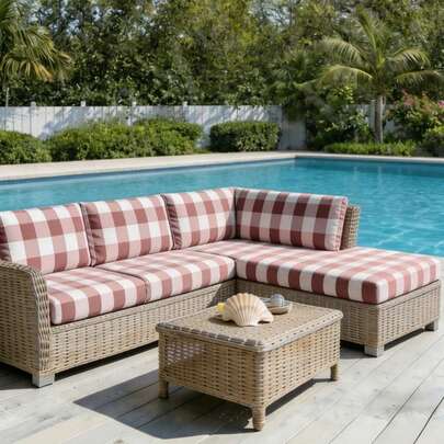 1pc Plaid Print Milk Silk Sofa Seat Cushion Cover, High Elasticity Dust-Proof Washable Sofa Slipcover For All Seasons, Suitable For Patio, Garden, Pool Side And Various Occasions, Sold Individually Not As A Set