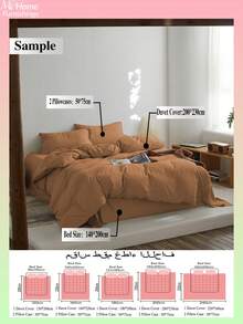 3 Stücke Bettwäsche-Set in Gebrannt Orange, beinhaltet 1 Bettbezug & 2 Kissenbezüge, weiches & bequemes Material, mehrere Farben erhältlich, geeignet für Studentenwohnheim oder Schlafzimmer, einfache & modische Heimdekoration, maschinenwaschbar, ohne Füllung - Gebrannte Orange - Übersicht 3