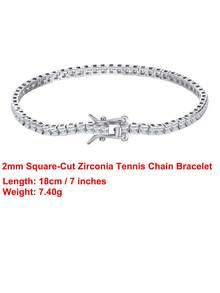ORSA JEWELS 1 Chiếc vòng tay dây xích tennis bằng bạc sterling 925 và vàng 14k, đính đá Zirconia vuông 2mm, trang sức cao cấp dành cho nữ và nam, quà tặng đám cưới, tiệc tùng, sinh nhật và Giáng sinh 2026. Vòng tay thời trang - SB144 - Xem 17